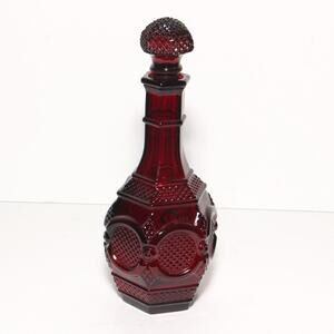 Vintage Avon 1876 Cape Cod Collection Ruby Red Glass Decanter EMPTY